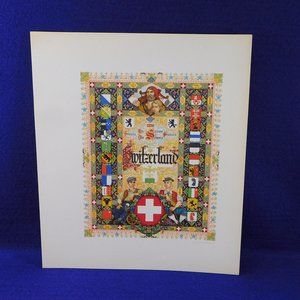 Vintage Arthur Szyk Visual History of Switerland Lithograph Print 1949